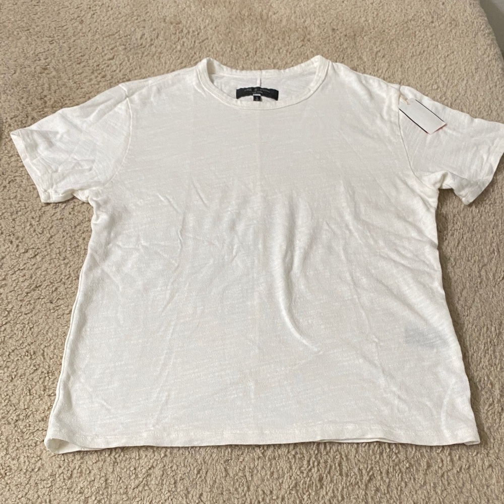 rag & bone Women's White Short Sleeve Crew Tee